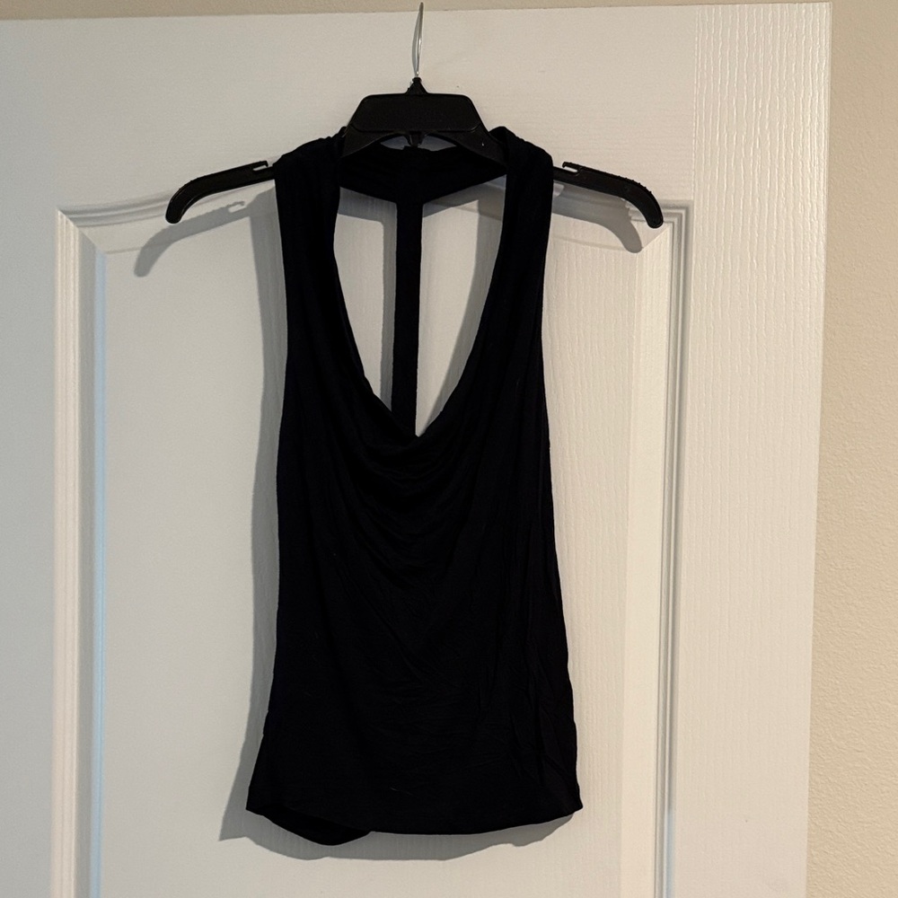 Charlotte Russe Black Draped Tank Top
